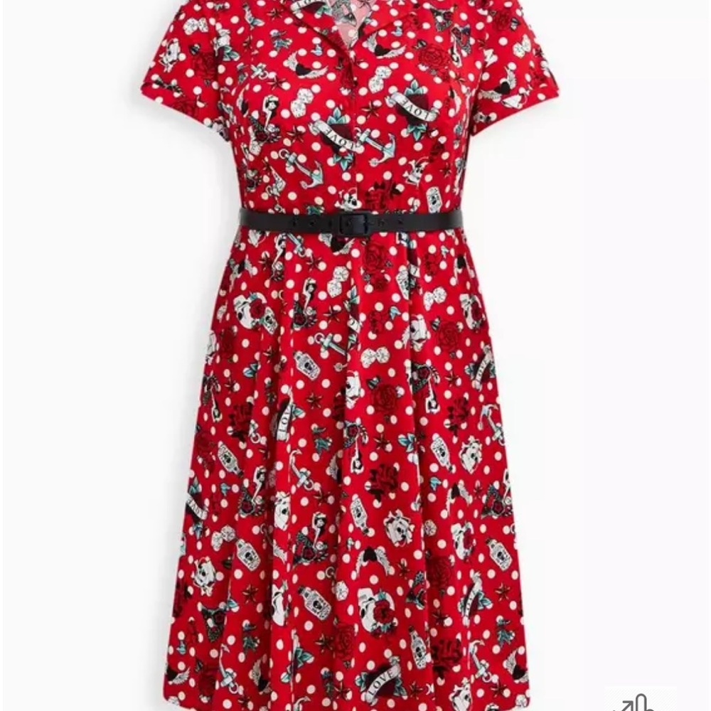 Torrid Red and Black Patterned Midi Dress - Picture 2 of 6